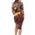 Vintage Samoa Siapo Long Sleeve Bodycon Dress With Teuila Torch Ginger