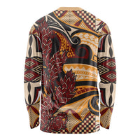 Vintage Samoa Siapo Long Sleeve Shirt With Teuila Torch Ginger LT9 - Polynesian Pride
