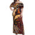 Vintage Samoa Siapo Off Shoulder Maxi Dress With Teuila Torch Ginger