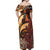 Vintage Samoa Siapo Off Shoulder Maxi Dress With Teuila Torch Ginger