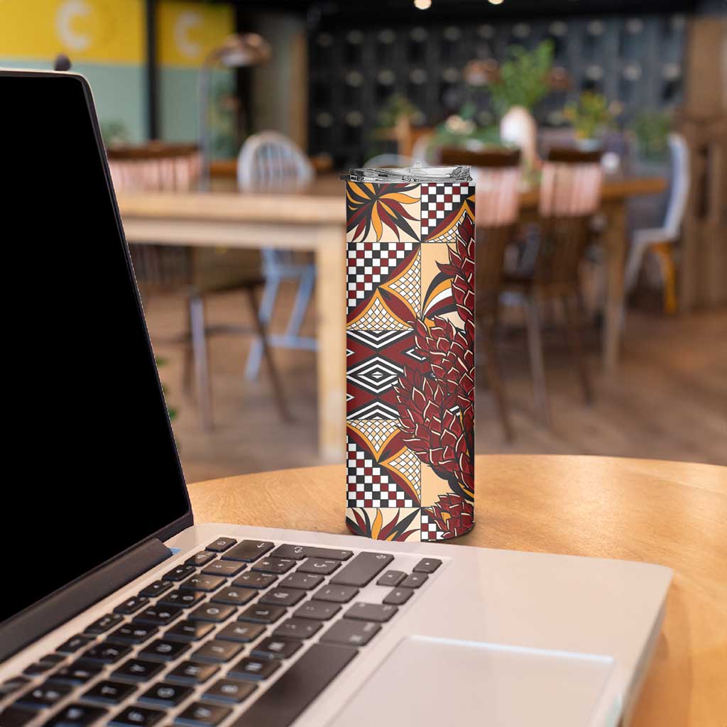 Vintage Samoa Siapo Skinny Tumbler With Teuila Torch Ginger LT9 - Polynesian Pride