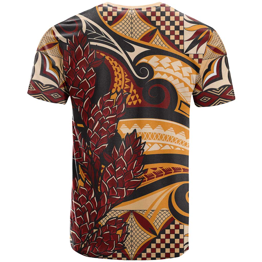Vintage Samoa Siapo T Shirt With Teuila Torch Ginger LT9 - Polynesian Pride