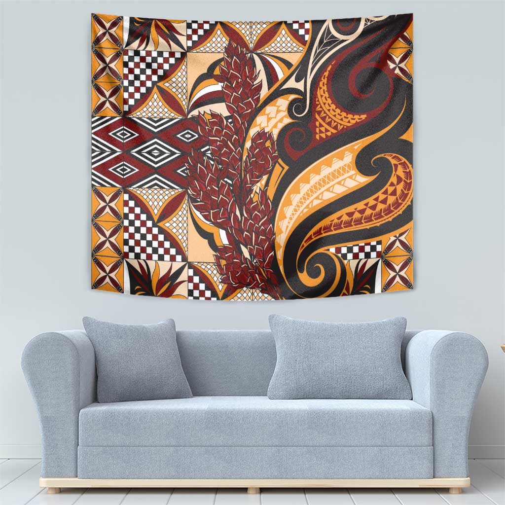 Vintage Samoa Siapo Tapestry With Teuila Torch Ginger LT9 - Polynesian Pride