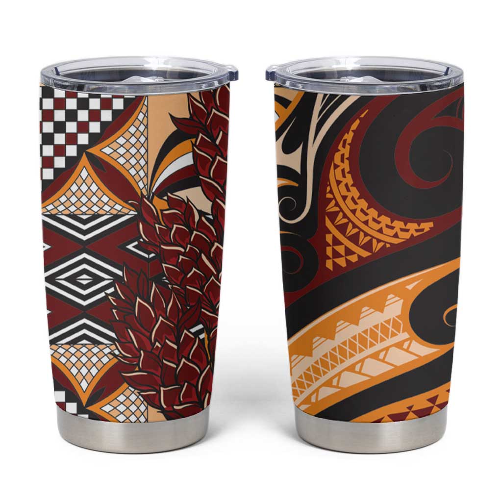 Vintage Samoa Siapo Tumbler Cup With Teuila Torch Ginger LT9 Art - Polynesian Pride