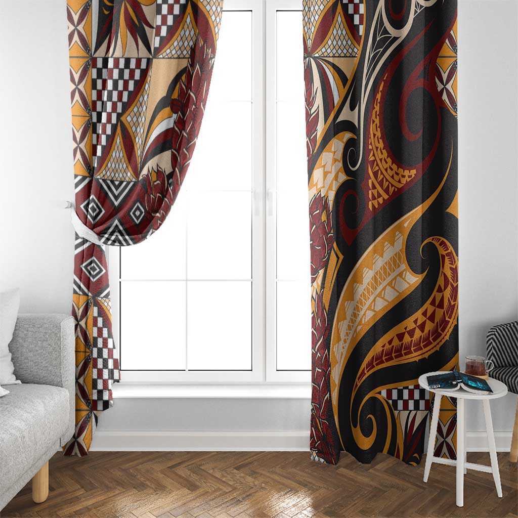 Vintage Samoa Siapo Window Curtain With Teuila Torch Ginger LT9 - Polynesian Pride