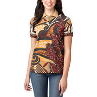 Vintage Samoa Siapo Women Polo Shirt With Teuila Torch Ginger LT9 - Polynesian Pride