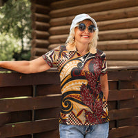 Vintage Samoa Siapo Women Polo Shirt With Teuila Torch Ginger LT9 - Polynesian Pride