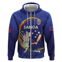 Custom Cricket Samoa East Asia-Pacific Hoodie Samoa Storming the Limits LT9 Zip Hoodie Blue - Polynesian Pride