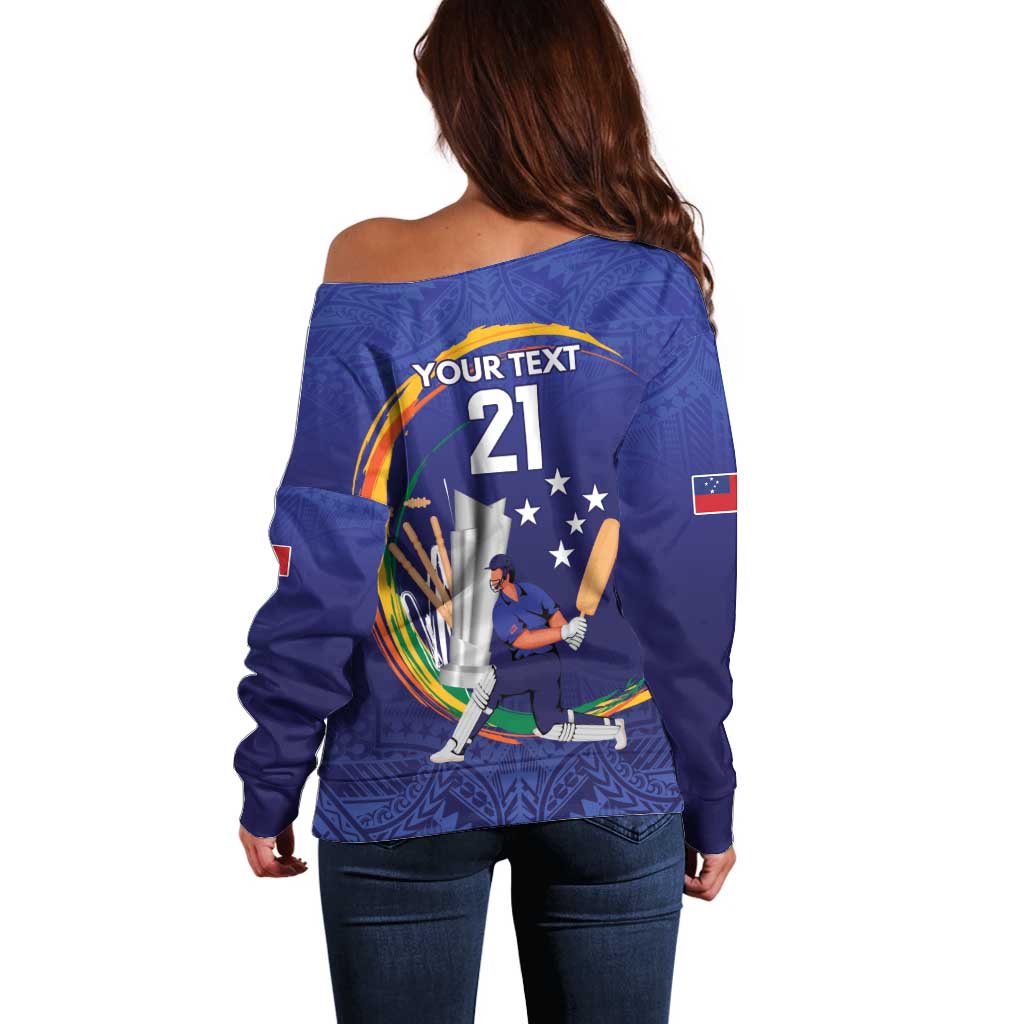 Custom Cricket Samoa East Asia-Pacific Off Shoulder Sweater Samoa Storming the Limits LT9 - Polynesian Pride