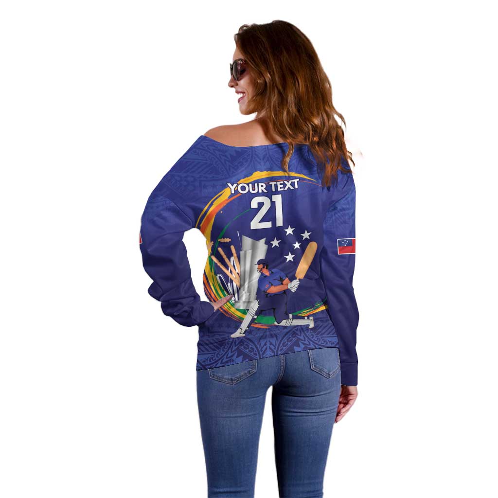 Custom Cricket Samoa East Asia-Pacific Off Shoulder Sweater Samoa Storming the Limits LT9 - Polynesian Pride
