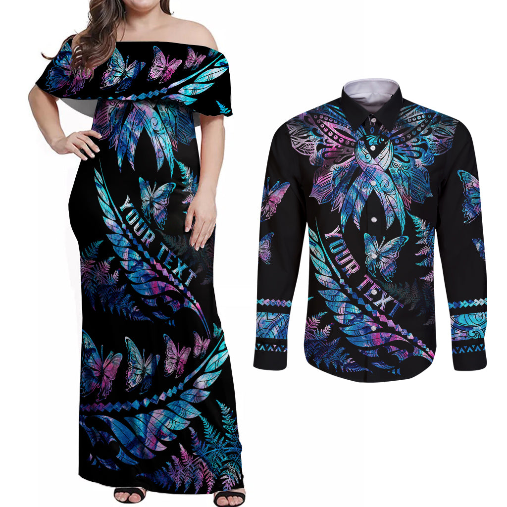 personalised-polynesia-ribbon-butterflies-couples-matching-off-shoulder-maxi-dress-and-long-sleeve-button-shirts-silver-fern-breast-cancer-with-papua-shell-pattern