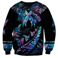 Personalised Polynesia Ribbon Butterflies Sweatshirt Silver Fern Breast Cancer With Papua Shell Pattern LT9 - Polynesian Pride