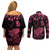 personalised-polynesian-turtle-ribbon-couples-matching-off-shoulder-short-dress-and-long-sleeve-button-shirts-think-pink-breast-cancer-with-pacific-hibiscus