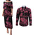 personalised-polynesian-turtle-ribbon-couples-matching-puletasi-dress-and-long-sleeve-button-shirts-think-pink-breast-cancer-with-pacific-hibiscus