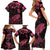 personalised-polynesian-turtle-ribbon-family-matching-short-sleeve-bodycon-dress-and-hawaiian-shirt-think-pink-breast-cancer-with-pacific-hibiscus