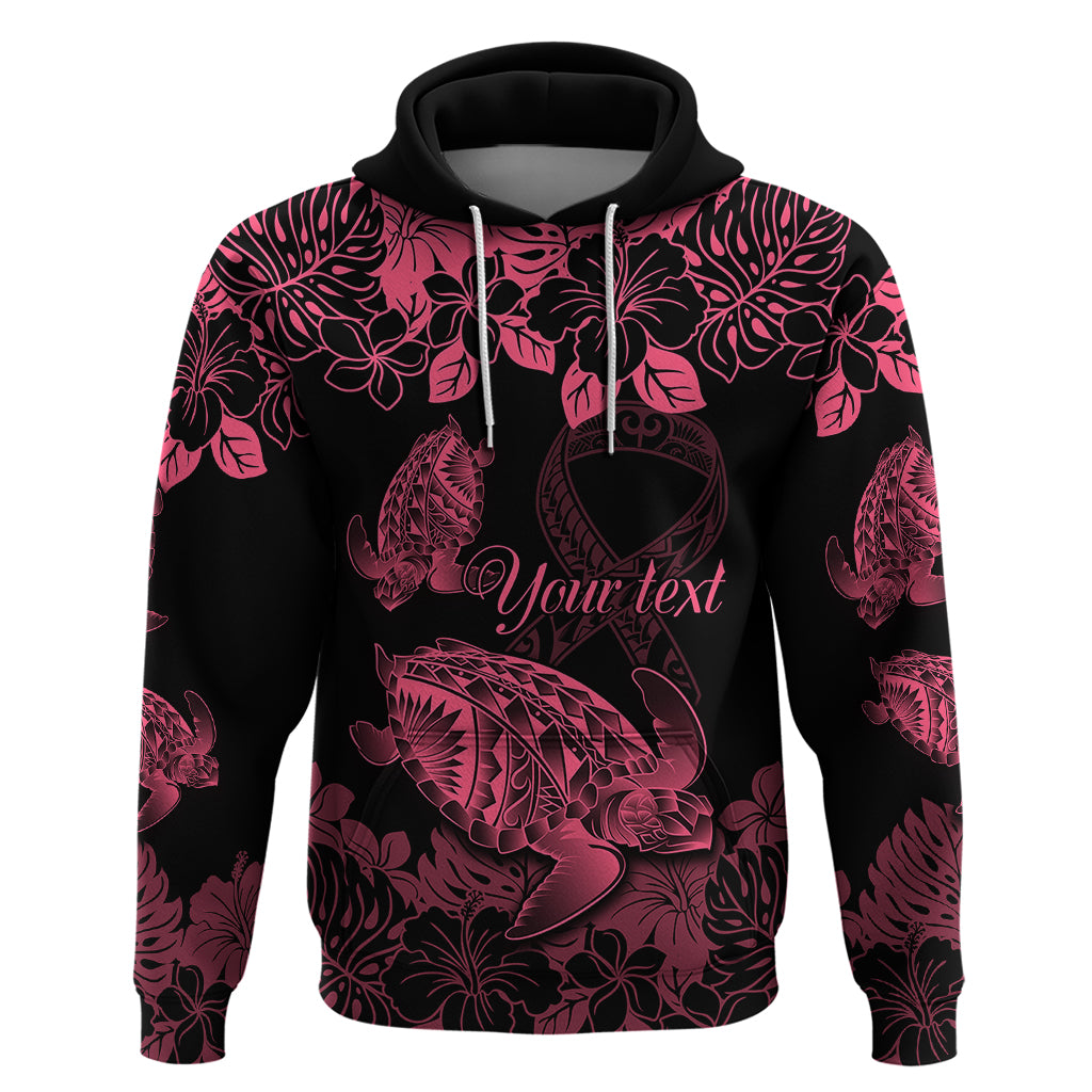 Personalised Polynesian Turtle Ribbon Hoodie Think Pink Breast Cancer With Pacific Hibiscus LT9 Pink - Polynesian Pride