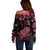 personalised-polynesian-turtle-ribbon-off-shoulder-sweater-think-pink-breast-cancer-with-pacific-hibiscus