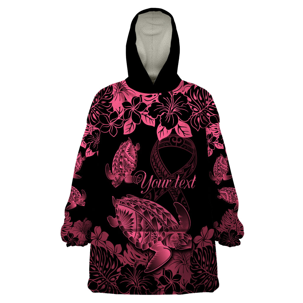 personalised-polynesian-turtle-ribbon-wearable-blanket-hoodie-think-pink-breast-cancer-with-pacific-hibiscus