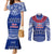 Toa Samoa Christmas Couples Matching Mermaid Dress and Long Sleeve Button Shirt Samoa Siva Tau Manuia Le Kerisimasi Blue Vibe LT9 Blue - Polynesian Pride