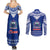 Toa Samoa Christmas Couples Matching Summer Maxi Dress and Long Sleeve Button Shirt Samoa Siva Tau Manuia Le Kerisimasi Blue Vibe LT9 - Polynesian Pride