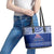 Toa Samoa Christmas Leather Tote Bag Samoa Siva Tau Manuia Le Kerisimasi Blue Vibe LT9 - Polynesian Pride