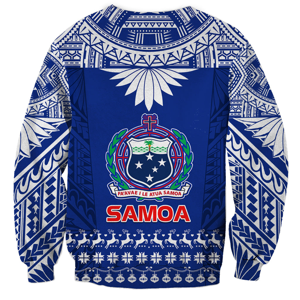 Toa Samoa Christmas Sweatshirt Samoa Siva Tau Manuia Le Kerisimasi Blue Vibe LT9 - Polynesian Pride