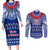 Personalised Toa Samoa Christmas Couples Matching Long Sleeve Bodycon Dress and Long Sleeve Button Shirt Samoa Siva Tau Manuia Le Kerisimasi Blue Vibe LT9 Blue - Polynesian Pride