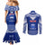 Personalised Toa Samoa Christmas Couples Matching Mermaid Dress and Long Sleeve Button Shirt Samoa Siva Tau Manuia Le Kerisimasi Blue Vibe LT9 - Polynesian Pride