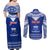 Personalised Toa Samoa Christmas Couples Matching Off Shoulder Maxi Dress and Long Sleeve Button Shirt Samoa Siva Tau Manuia Le Kerisimasi Blue Vibe LT9 - Polynesian Pride