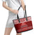 Toa Samoa Christmas Leather Tote Bag Samoa Siva Tau Manuia Le Kerisimasi Red Vibe LT9 - Polynesian Pride