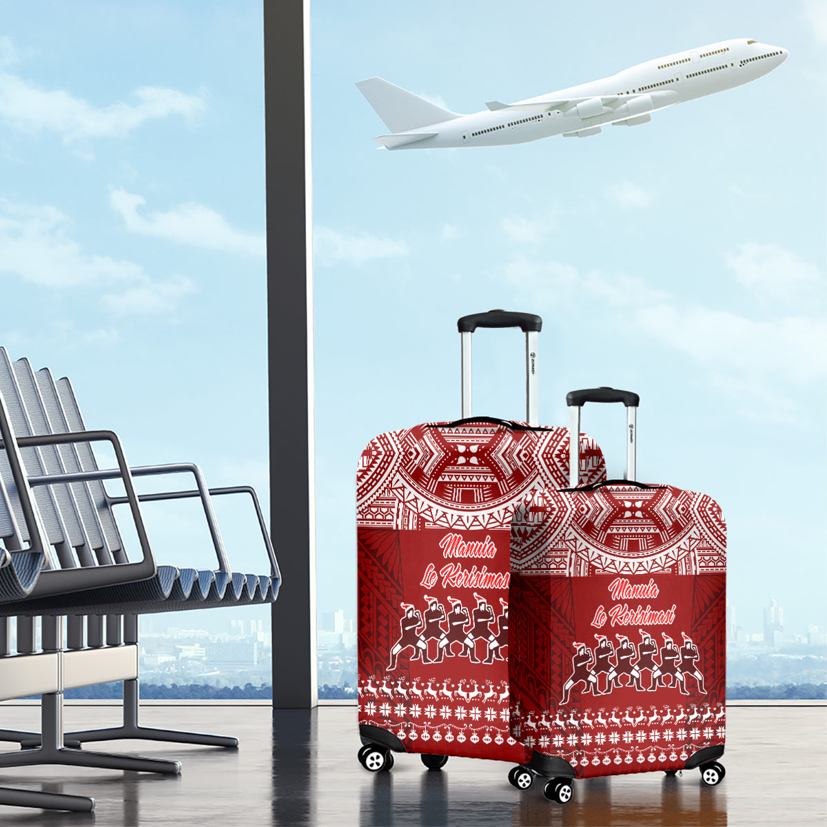 Toa Samoa Christmas Luggage Cover Samoa Siva Tau Manuia Le Kerisimasi Red Vibe LT9 - Polynesian Pride