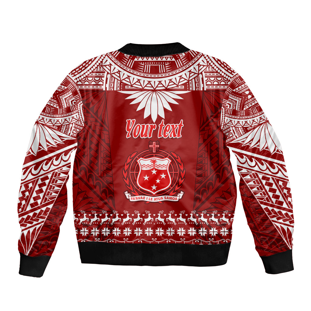 Personalised Toa Samoa Christmas Bomber Jacket Samoa Siva Tau Manuia Le Kerisimasi Red Vibe LT9 - Polynesian Pride