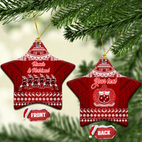 Personalised Toa Samoa Christmas Ceramic Ornament Samoa Siva Tau Manuia Le Kerisimasi Red Vibe LT9 Star Red - Polynesian Pride