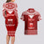 Personalised Toa Samoa Christmas Couples Matching Long Sleeve Bodycon Dress and Hawaiian Shirt Samoa Siva Tau Manuia Le Kerisimasi Red Vibe LT9 - Polynesian Pride