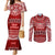 Personalised Toa Samoa Christmas Couples Matching Mermaid Dress and Long Sleeve Button Shirt Samoa Siva Tau Manuia Le Kerisimasi Red Vibe LT9 Red - Polynesian Pride