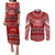 Personalised Toa Samoa Christmas Couples Matching Puletasi Dress and Long Sleeve Button Shirt Samoa Siva Tau Manuia Le Kerisimasi Red Vibe LT9 Red - Polynesian Pride