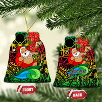 Personalised Vanuatu Joyeux Noel Ceramic Ornament Christmas Santas God Yumi LT9 Bell Flake Reggae - Polynesian Pride