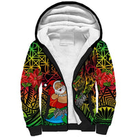 Personalised Vanuatu Joyeux Noel Sherpa Hoodie Christmas Santas God Yumi LT9 Unisex Reggae - Polynesian Pride