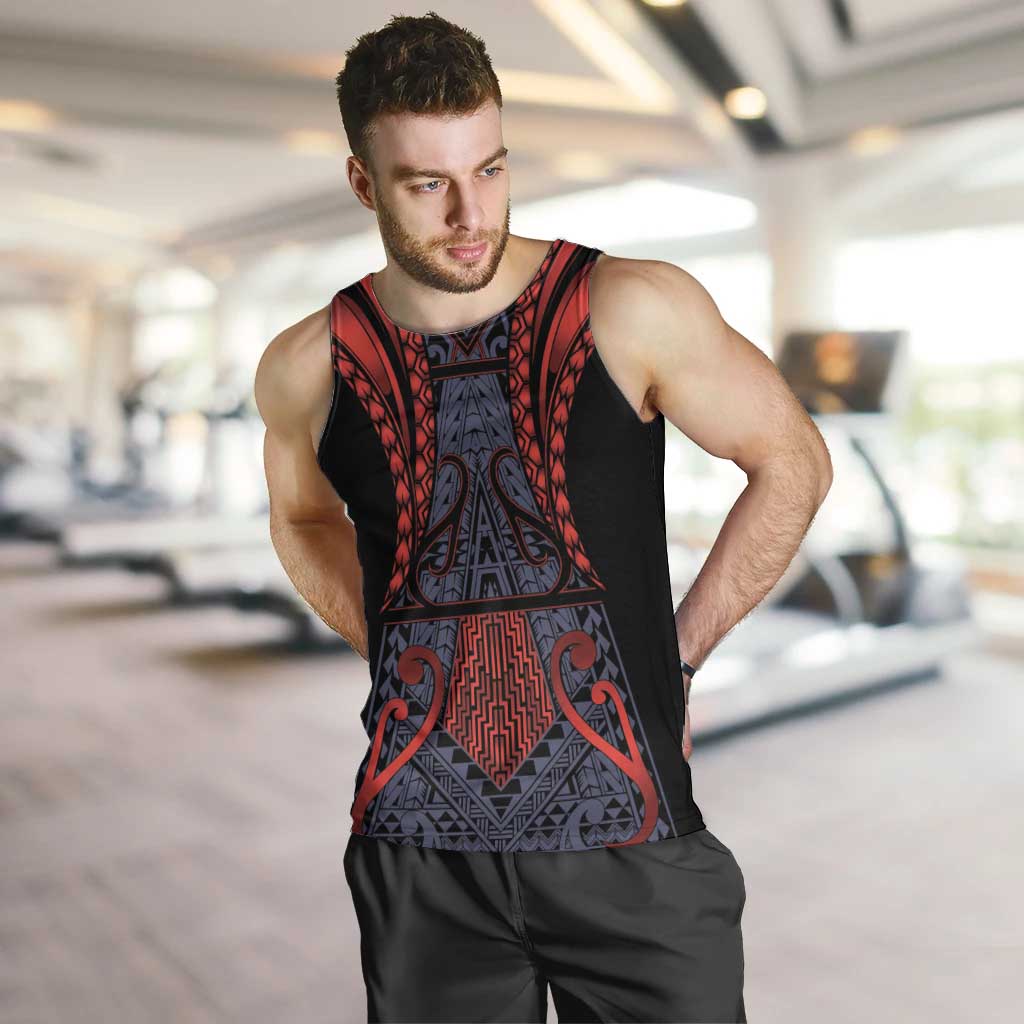 Custom New Zealand Men Tank Top Maori Kiwiana Pattern Tukutuku Motif LT9 Red - Polynesian Pride