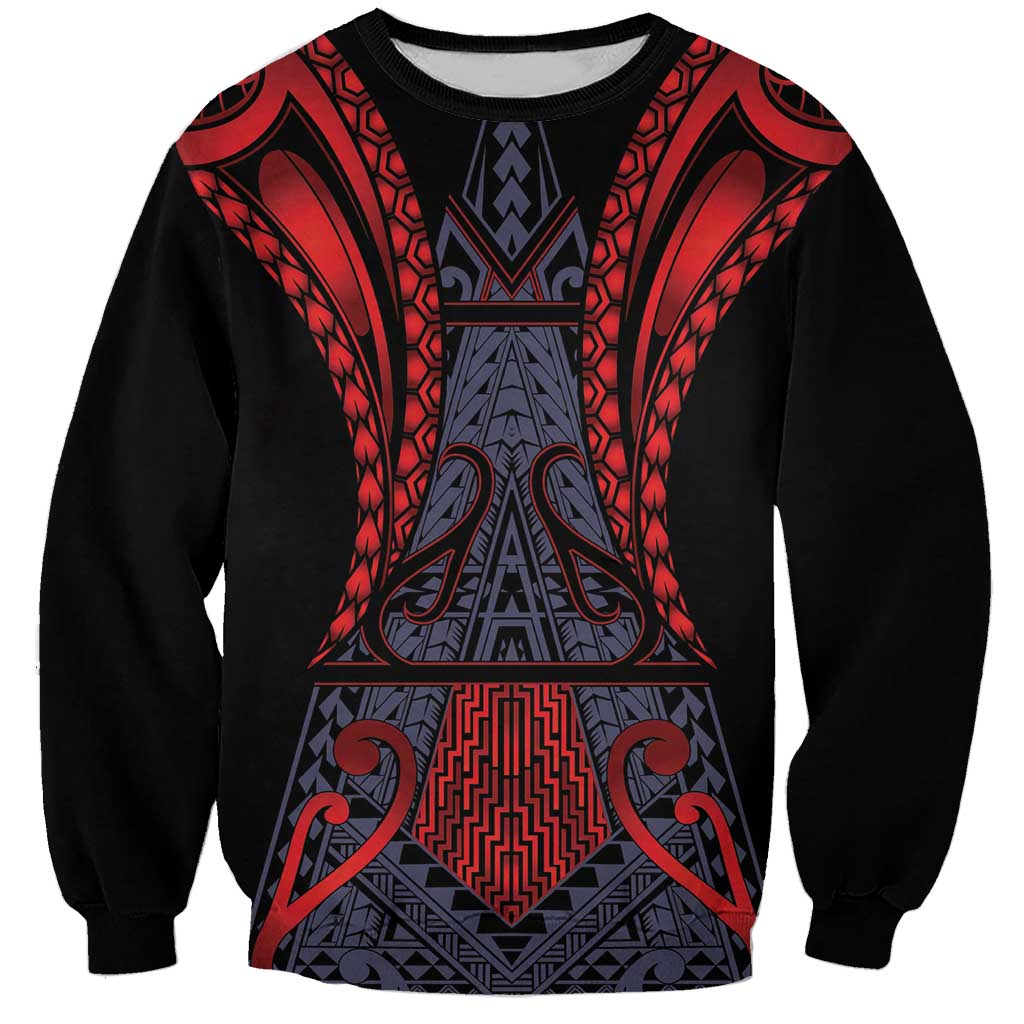 Custom New Zealand Sweatshirt Maori Kiwiana Pattern Tukutuku Motif LT9 Unisex Red - Polynesian Pride