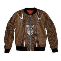 Custom Oceania Football Bula Fiji Bomber Jacket Polynesian Tribal Pattern LT9 Unisex Brown - Polynesian Pride