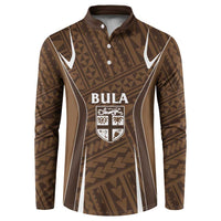 Custom Oceania Football Bula Fiji Button Sweatshirt Polynesian Tribal Pattern LT9 Brown - Polynesian Pride