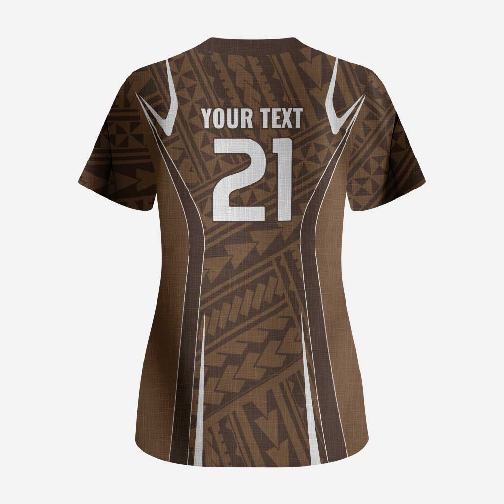 Custom Oceania Football Bula Fiji Scrub Top Polynesian Tribal Pattern LT9 - Polynesian Pride