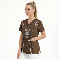 Custom Oceania Football Bula Fiji Scrub Top Polynesian Tribal Pattern LT9 - Polynesian Pride