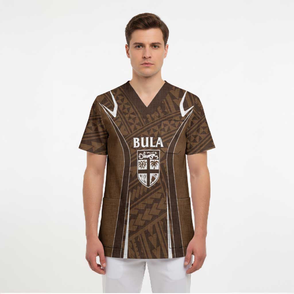 Custom Oceania Football Bula Fiji Scrub Top Polynesian Tribal Pattern LT9 - Polynesian Pride