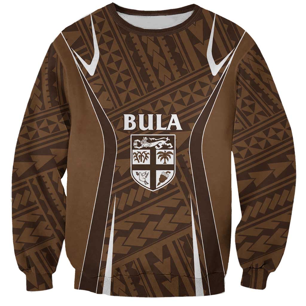 Custom Oceania Football Bula Fiji Sweatshirt Polynesian Tribal Pattern LT9 Unisex Brown - Polynesian Pride