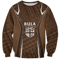 Custom Oceania Football Bula Fiji Sweatshirt Polynesian Tribal Pattern LT9 Unisex Brown - Polynesian Pride