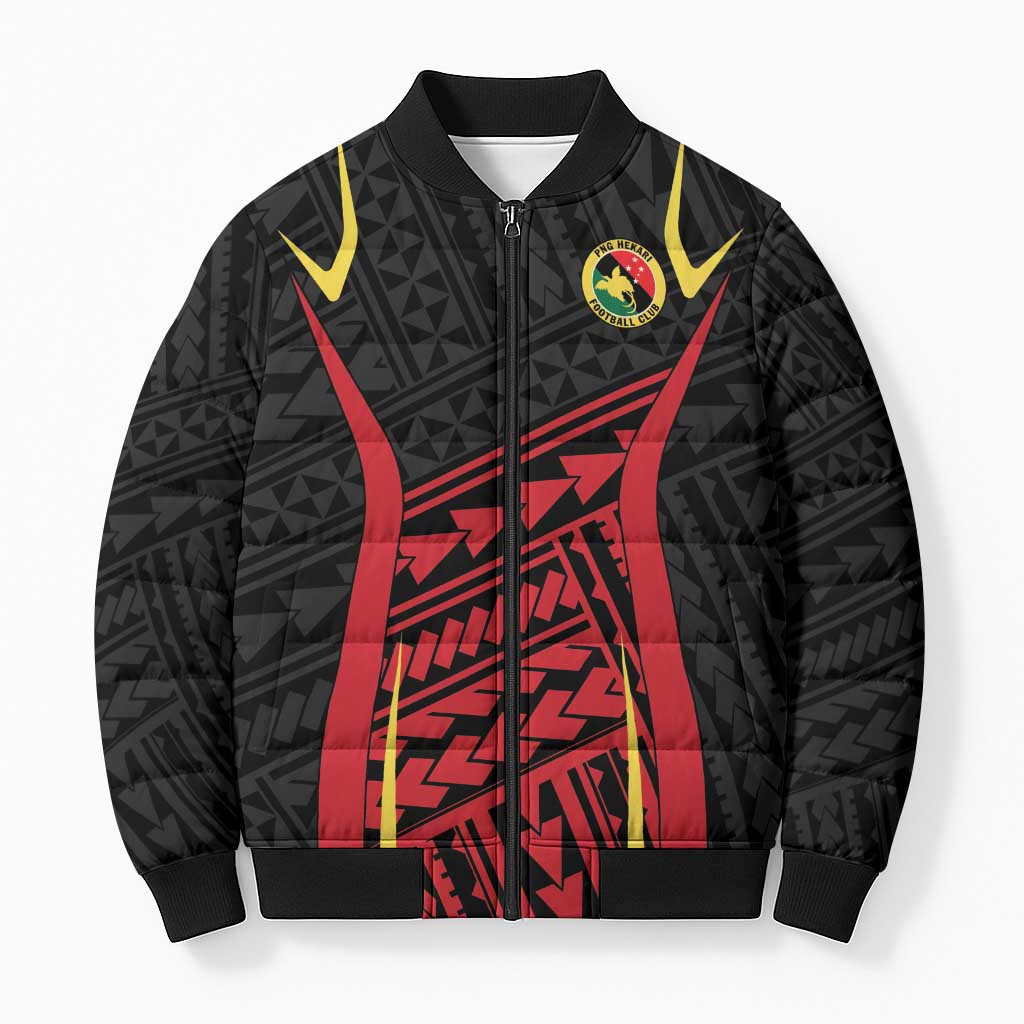 Custom Oceania Football Papua New Guinea Bomber Puffer Jacket Polynesian Tribal Pattern LT9 Unisex Red - Polynesian Pride