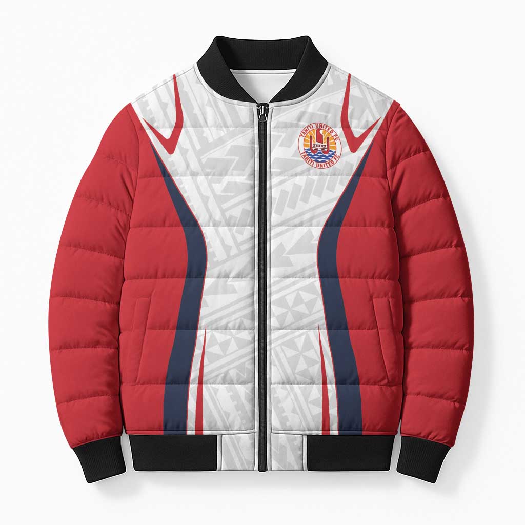 Custom Oceania Football Tahiti Bomber Puffer Jacket Polynesian Tribal Pattern LT9 Unisex White - Polynesian Pride