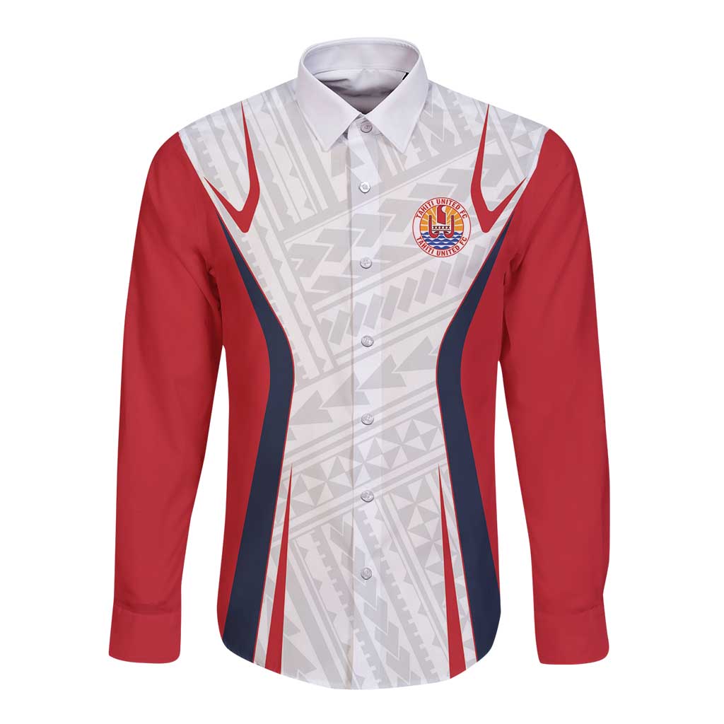 Custom Oceania Football Tahiti Long Sleeve Button Shirt Polynesian Tribal Pattern LT9 Unisex White - Polynesian Pride